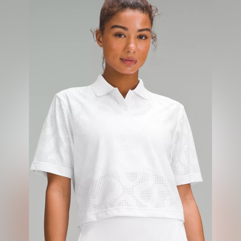 Lululemon Women's Classic Fit White Logo Polo Top